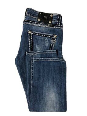 Miss Me Womens 28x25 Blue Denim Jeans Boyfriend Distressed